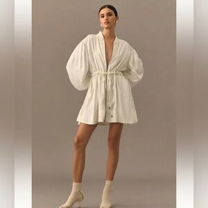Women’s Cream Mini Dress with Drawstring Waist